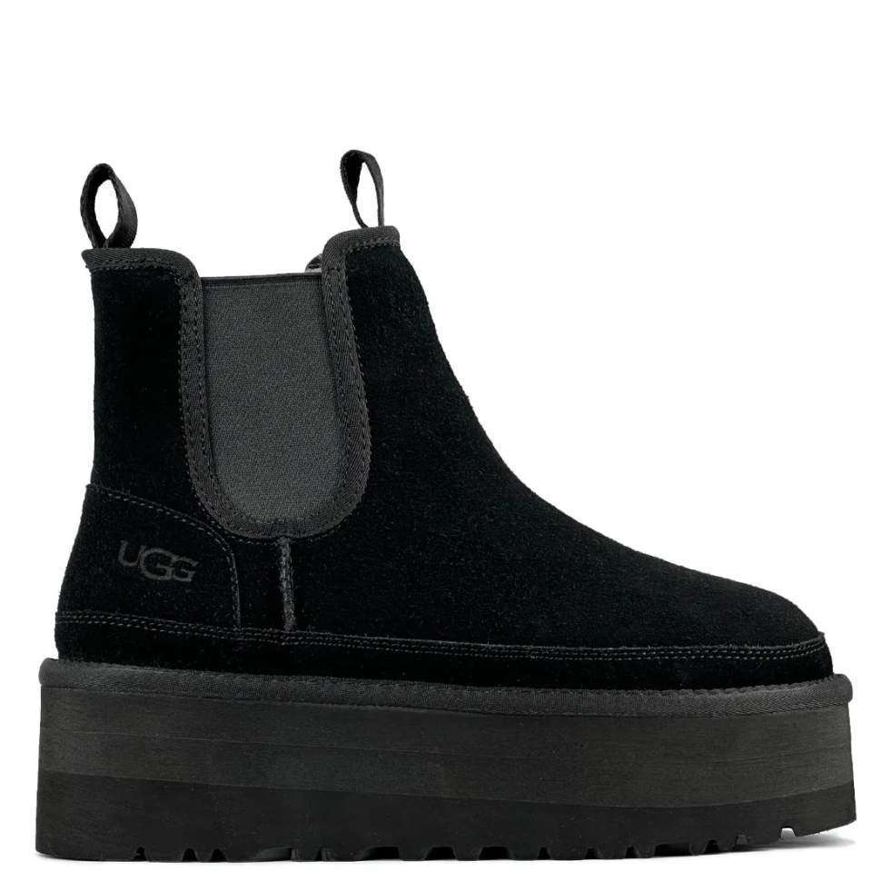 Жіночі UGG Платформа Ньюмел Чоботи Чорні Замша з Пасками Neumel Chelsea Black Platform — фото 1