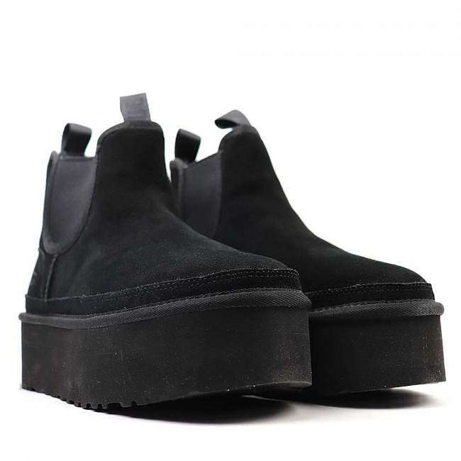 Жіночі UGG Платформа Ньюмел Чоботи Чорні Замша з Пасками Neumel Chelsea Black Platform — фото 2