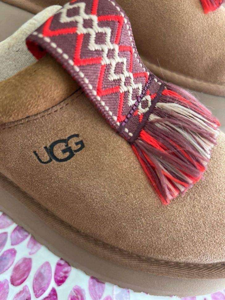 Жіночі UGG Таззл Шьопанці Платформа Помаранчеві Замша Tazzle Slippers Chestnut — фото 12