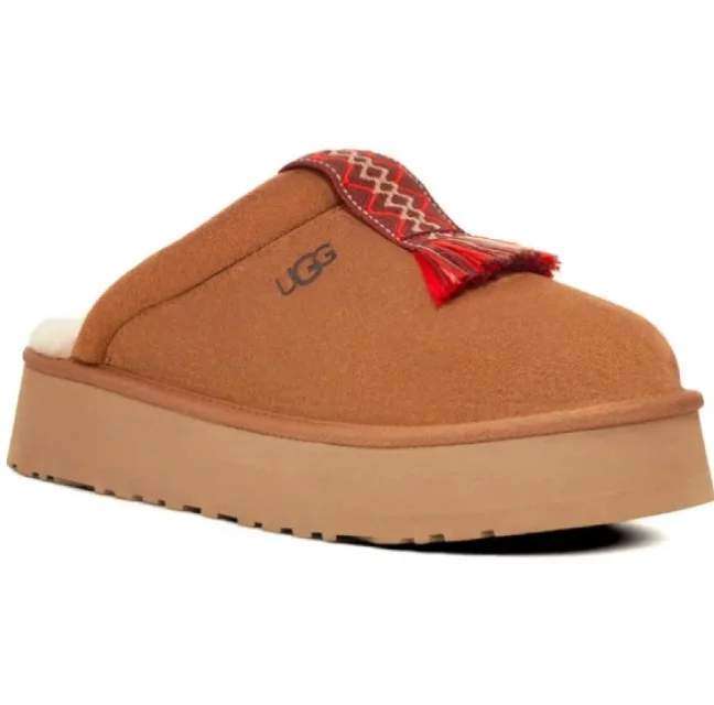 Жіночі UGG Таззл Шьопанці Платформа Помаранчеві Замша Tazzle Slippers Chestnut — фото 5