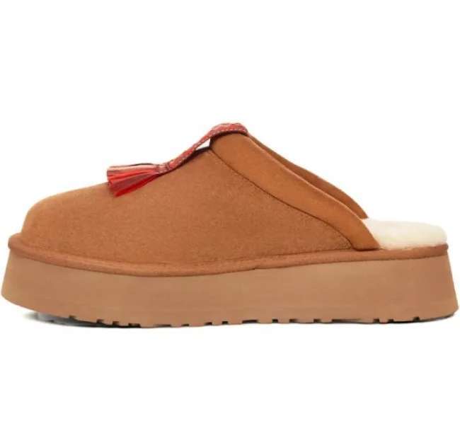 Жіночі UGG Таззл Шьопанці Платформа Помаранчеві Замша Tazzle Slippers Chestnut — фото 6