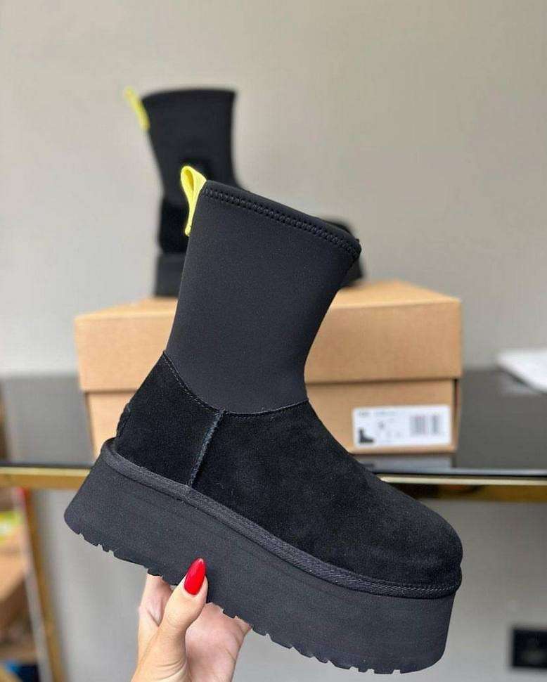 Жіночі UGG Платформа Діппер Чорні Classic Dipper black Boots — фото 8