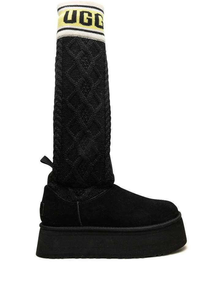 Жіночі UGG Платформа Світер Чорні Sweater Letter Boots Black
