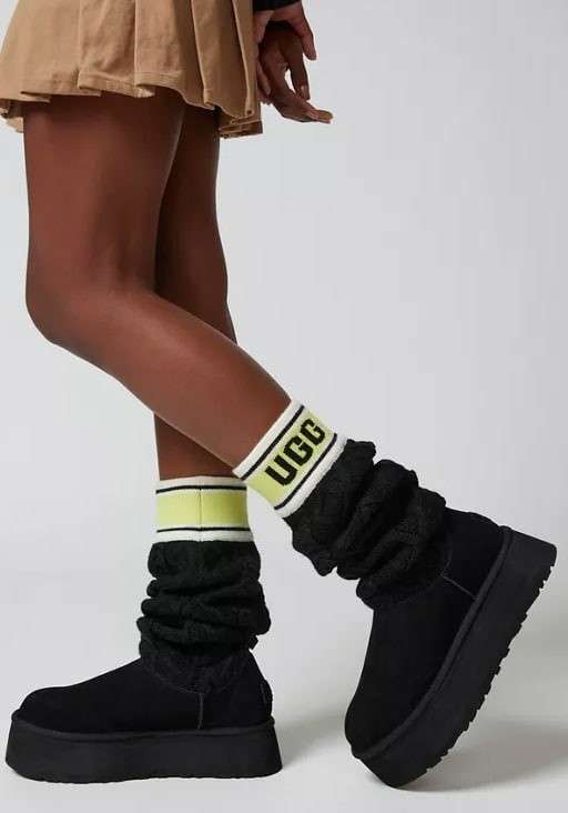 Жіночі UGG Платформа Світер Чорні Sweater Letter Boots Black — фото 8