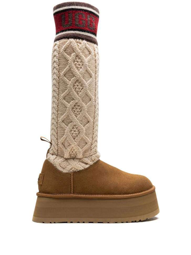 Жіночі UGG Платформа Світер Помаранчеві Sweater Letter Boots Chestnut