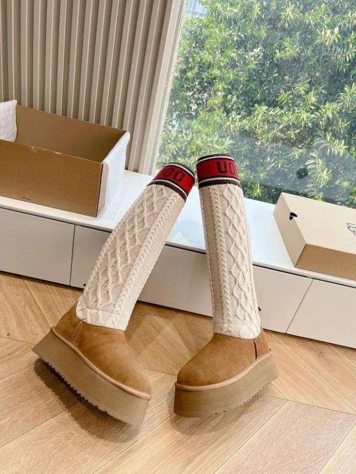 Жіночі UGG Платформа Світер Помаранчеві Sweater Letter Boots Chestnut — фото 11