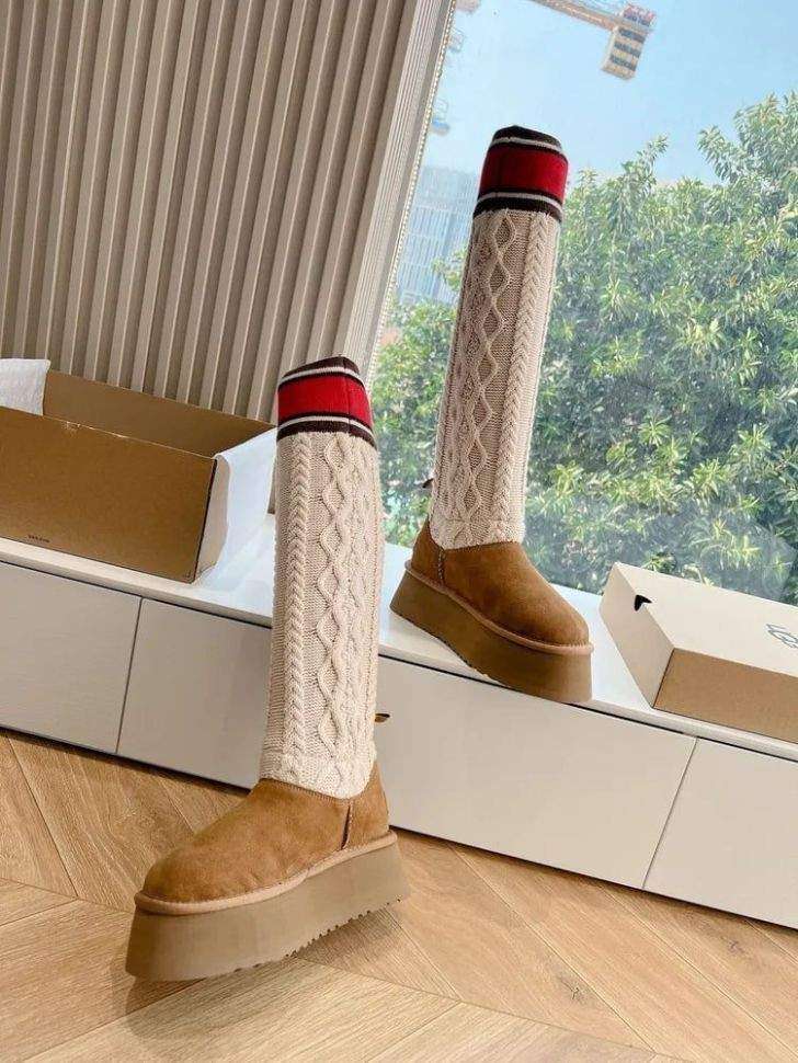 Жіночі UGG Платформа Світер Помаранчеві Sweater Letter Boots Chestnut — фото 12