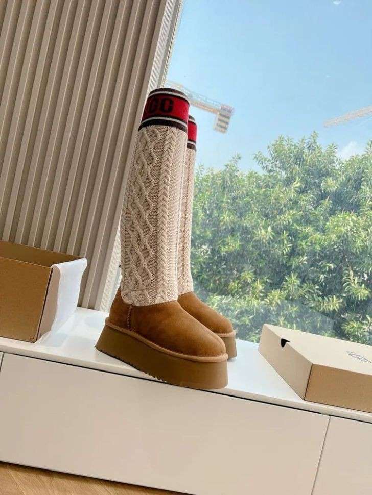 Жіночі UGG Платформа Світер Помаранчеві Sweater Letter Boots Chestnut — фото 13