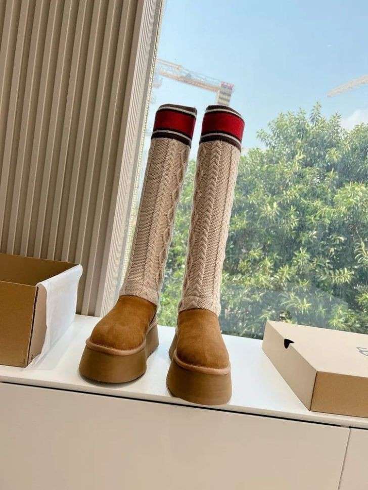 Жіночі UGG Платформа Світер Помаранчеві Sweater Letter Boots Chestnut — фото 14
