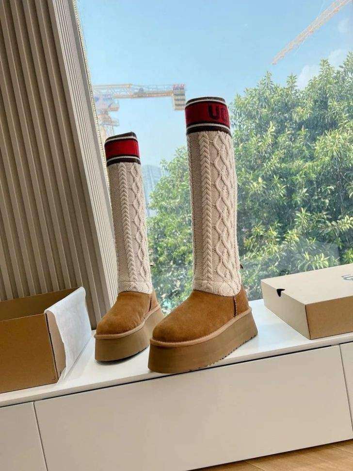 Жіночі UGG Платформа Світер Помаранчеві Sweater Letter Boots Chestnut — фото 15