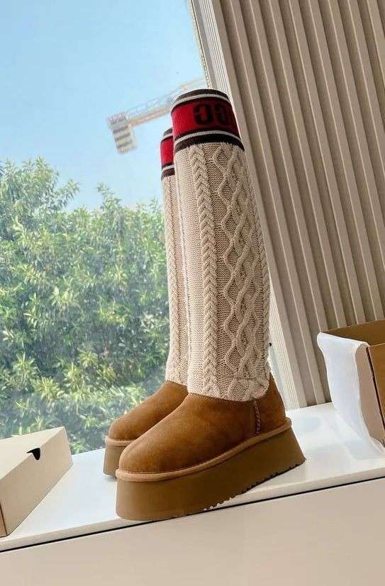 Жіночі UGG Платформа Світер Помаранчеві Sweater Letter Boots Chestnut — фото 6
