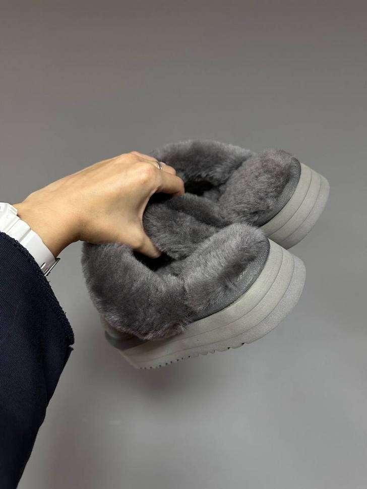 Жіночі UGG Шьопанці Платформа Сірі Замша Disquette Black Platform Slippers Charcoal — фото 12