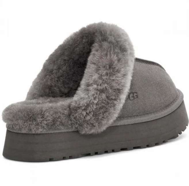 Жіночі UGG Шьопанці Платформа Сірі Замша Disquette Black Platform Slippers Charcoal — фото 3