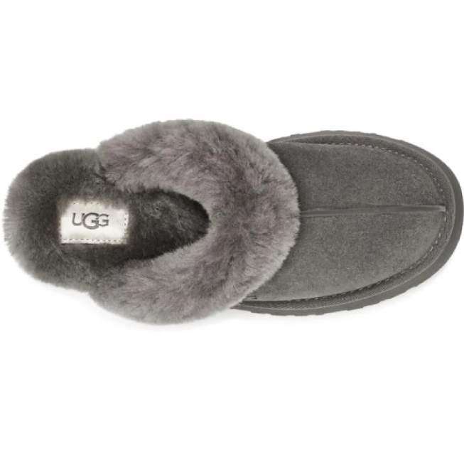 Жіночі UGG Шьопанці Платформа Сірі Замша Disquette Black Platform Slippers Charcoal — фото 4