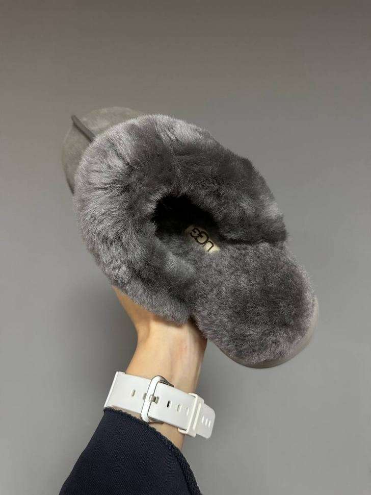 Жіночі UGG Шьопанці Платформа Сірі Замша Disquette Black Platform Slippers Charcoal — фото 9
