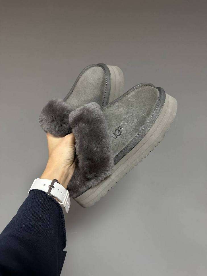 Жіночі UGG Шьопанці Платформа Сірі Замша Disquette Black Platform Slippers Charcoal — фото 10