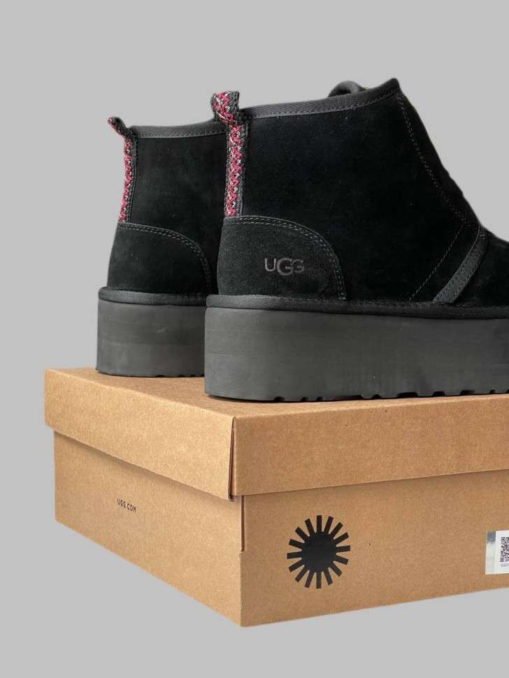 Жіночі UGG Платформа Ньюмел Чоботи Чорні Замша с Змійкою Neumal Platform Zipper Black — фото 3