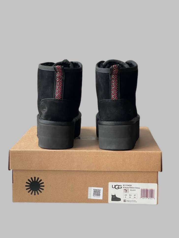 Жіночі UGG Платформа Ньюмел Чоботи Чорні Замша с Змійкою Neumal Platform Zipper Black — фото 4