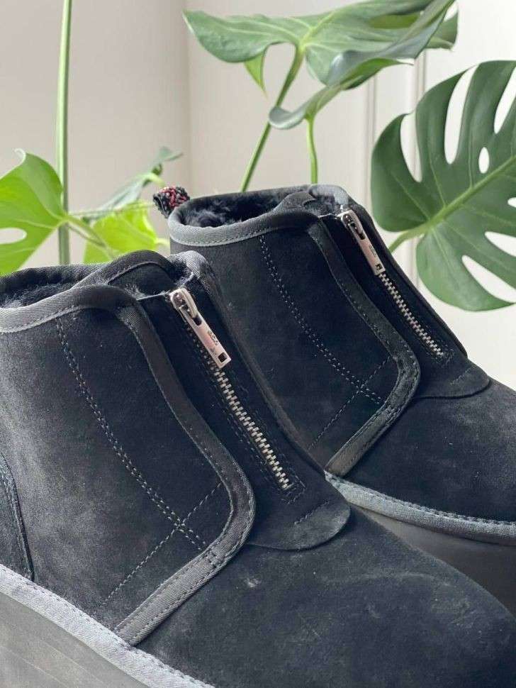 Жіночі UGG Платформа Ньюмел Чоботи Чорні Замша с Змійкою Neumal Platform Zipper Black — фото 6