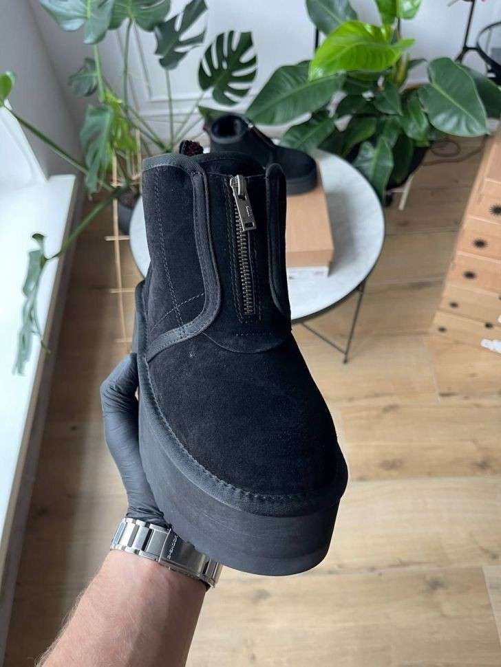 Жіночі UGG Платформа Ньюмел Чоботи Чорні Замша с Змійкою Neumal Platform Zipper Black — фото 7
