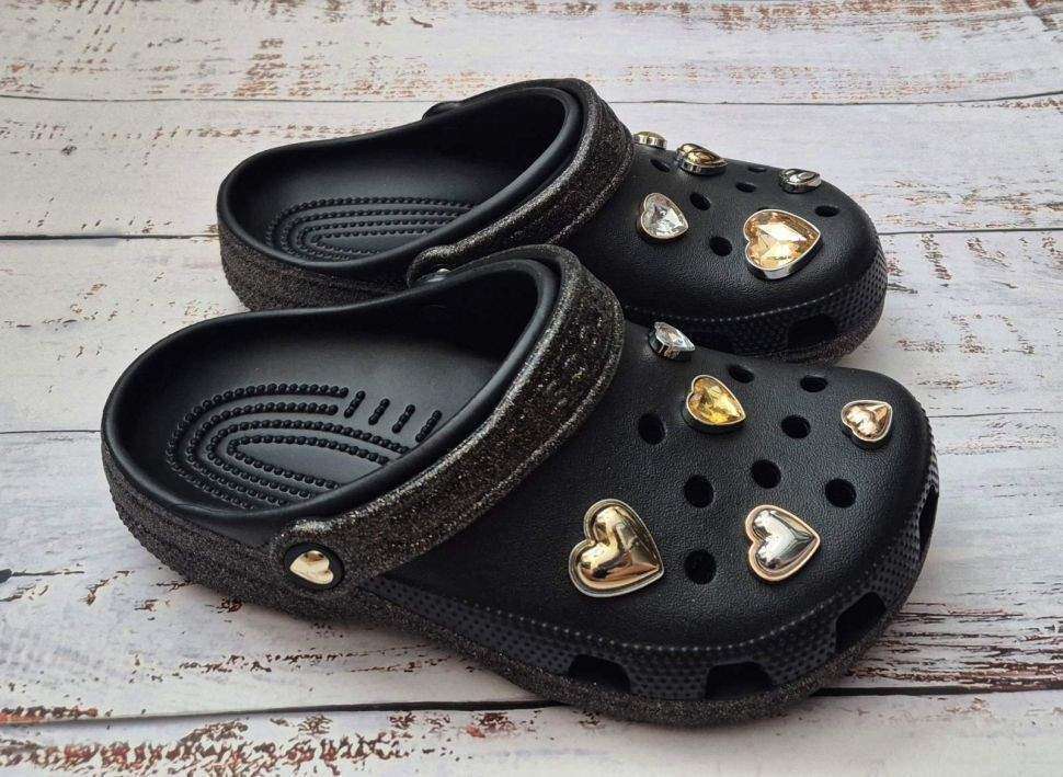 Жіночі Crocs Classic Glitter Heart Clog Black/Multi — фото 2