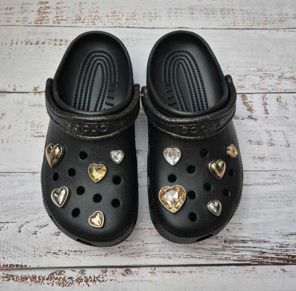 Жіночі Crocs Classic Glitter Heart Clog Black/Multi — фото 4