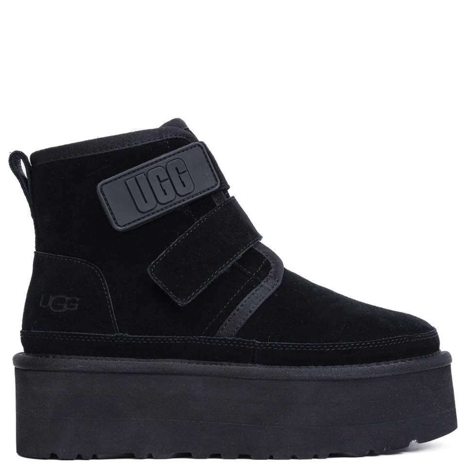 Жіночі UGG Платформа Ньюмел Чоботи Чорні Замша з Пасками Neumal Platform Velcro Black