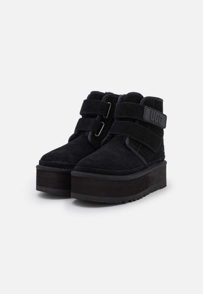 Жіночі UGG Платформа Ньюмел Чоботи Чорні Замша з Пасками Neumal Platform Velcro Black — фото 2