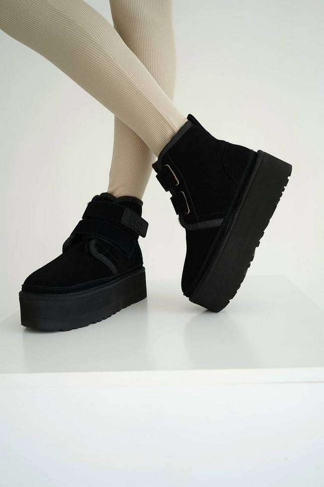 Жіночі UGG Платформа Ньюмел Чоботи Чорні Замша з Пасками Neumal Platform Velcro Black — фото 11