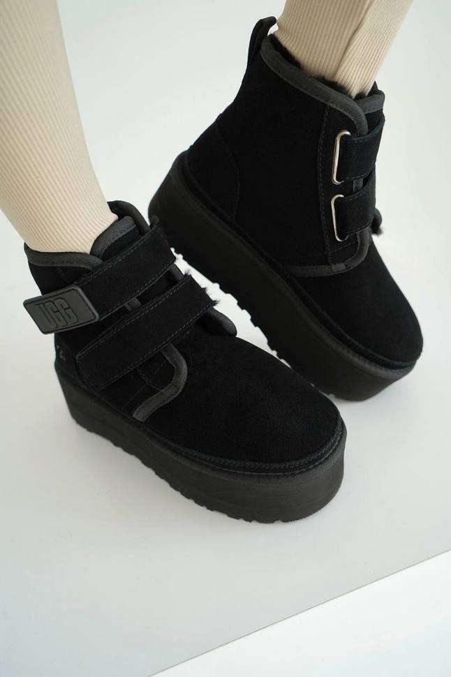 Жіночі UGG Платформа Ньюмел Чоботи Чорні Замша з Пасками Neumal Platform Velcro Black — фото 7