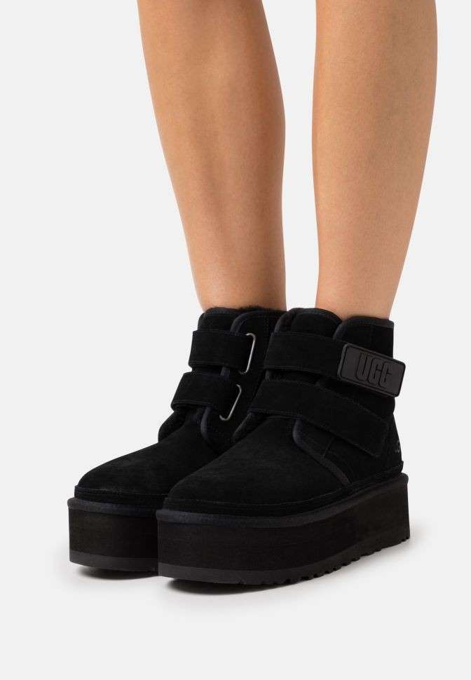 Жіночі UGG Платформа Ньюмел Чоботи Чорні Замша з Пасками Neumal Platform Velcro Black — фото 8