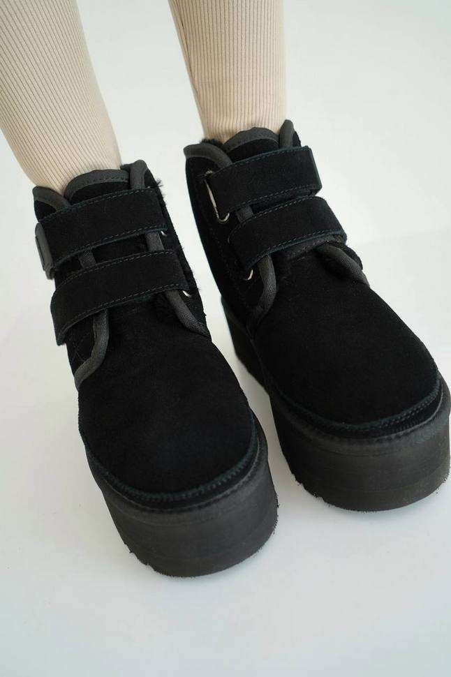Жіночі UGG Платформа Ньюмел Чоботи Чорні Замша з Пасками Neumal Platform Velcro Black — фото 9