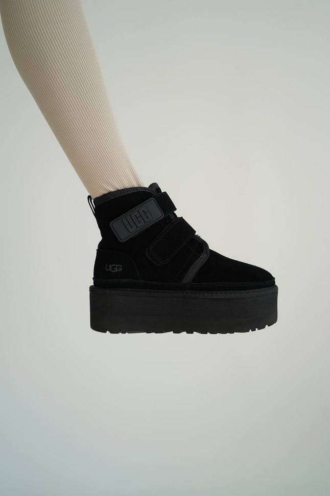 Жіночі UGG Платформа Ньюмел Чоботи Чорні Замша з Пасками Neumal Platform Velcro Black — фото 10