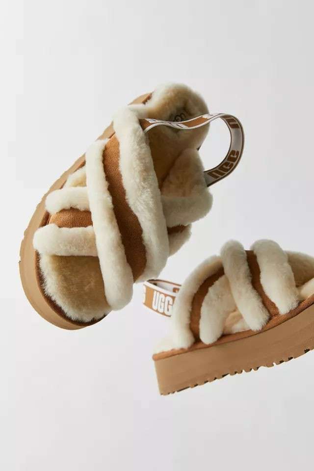 Жіночі UGG Діско Сандалі Платформа Помаранчеві Disco Cross Slides Chestnut — фото 15