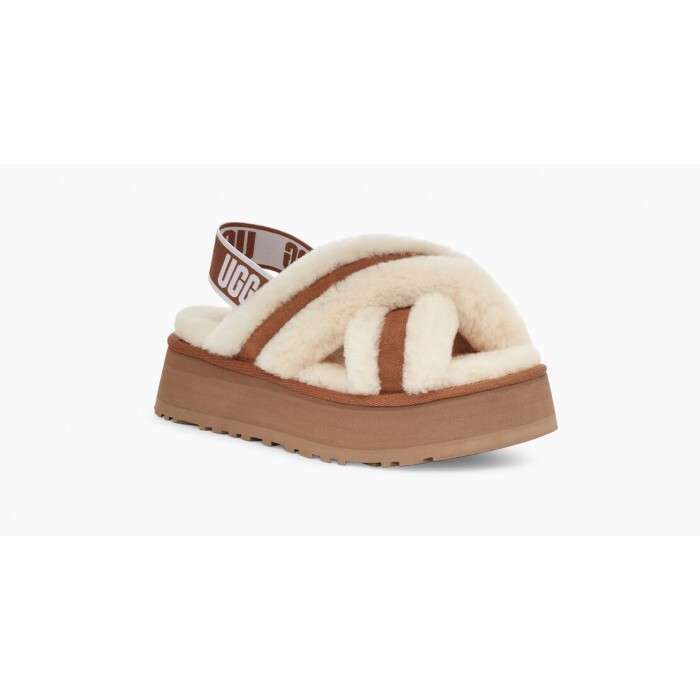 Жіночі UGG Діско Сандалі Платформа Помаранчеві Disco Cross Slides Chestnut — фото 3