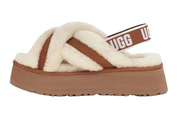 Жіночі UGG Діско Сандалі Платформа Помаранчеві Disco Cross Slides Chestnut — фото 6