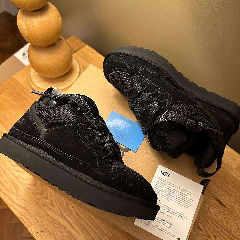 Жіночі UGG кросівки Зимові Замшеві Чорні Lowmel Sneaker Black — фото 11