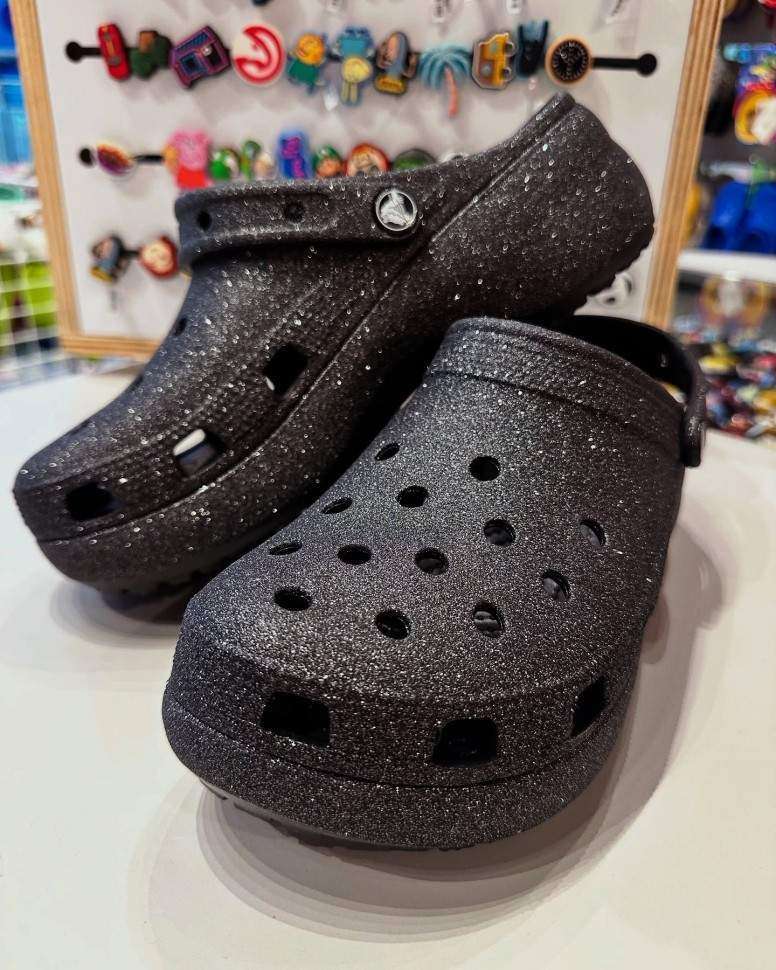 Жіночі Crocs Classic Platform Glitter Clog Black — фото 2