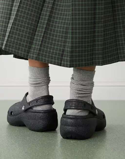 Жіночі Crocs Classic Platform Glitter Clog Black — фото 12
