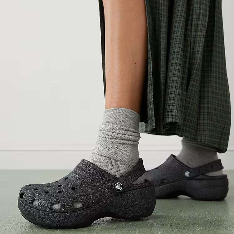 Жіночі Crocs Classic Platform Glitter Clog Black — фото 13