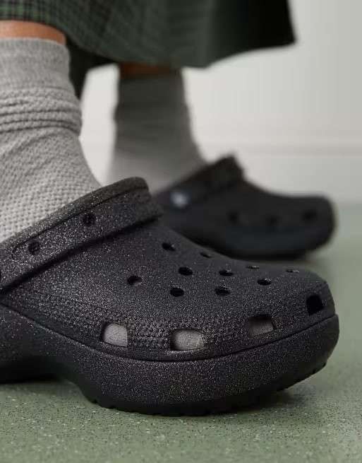 Жіночі Crocs Classic Platform Glitter Clog Black — фото 5