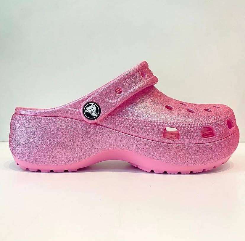 Жіночі Crocs Classic Platform Glitter Clog Pink Tweed — фото 8