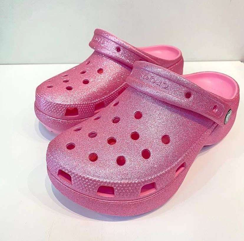 Жіночі Crocs Classic Platform Glitter Clog Pink Tweed — фото 10