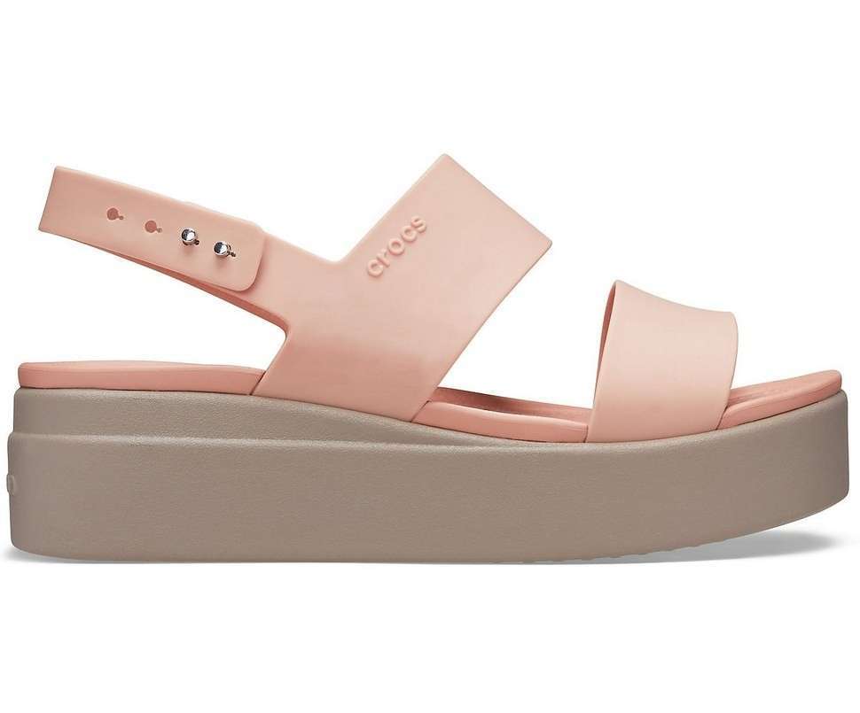Жіночі Сіндалі Crocs Brooklyn Low Wedge Pale Blush / Mushroom — фото 14