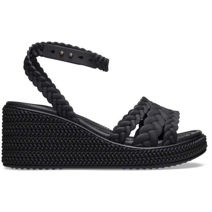 Жіночі Сандалі Crocs Brooklyn Woven Ankle Strap Wedge Black — фото 11