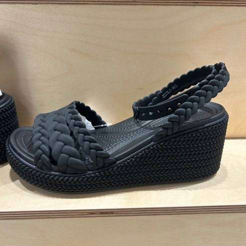 Жіночі Сандалі Crocs Brooklyn Woven Ankle Strap Wedge Black — фото 10
