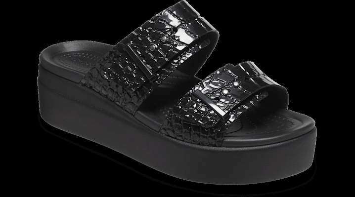 Жіночі шльопанці Crocs Brooklyn Croco Shine Buckle Black — фото 9