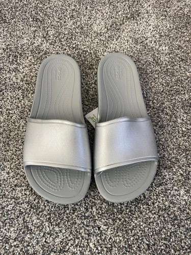 Жіночі шльопанці Сrocs Kadee Metallic Slide Sandals Silver — фото 7