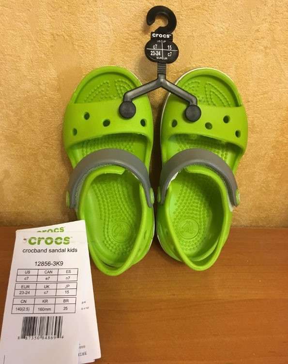 Дитячі сандалії для хлопчика Crocs Crocband Sandal Kids Volt Green/Smok — фото 13