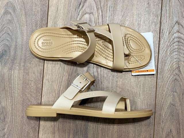 Жіночі в'єтнамки Crocs Tulum Metallic Toe Champagne — фото 2